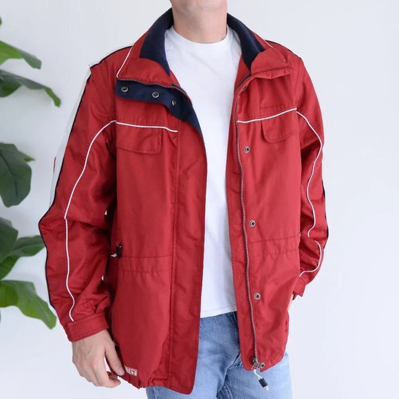Blumind Vintage '90s Red Nylon Water Resistant Lined Jacket Large - Picture 1 of 16